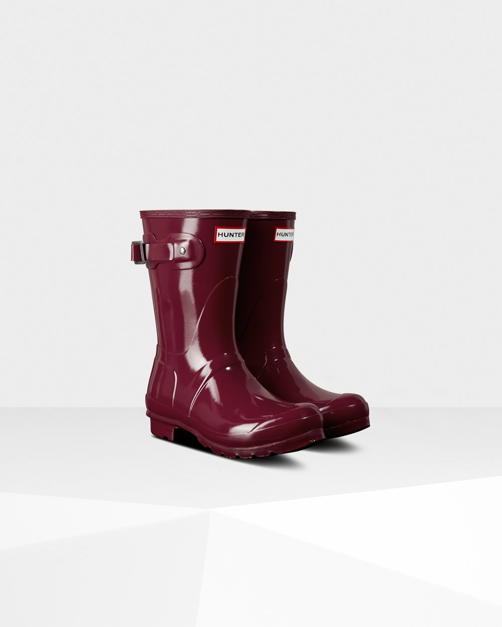 Womens Hunter Original Gloss - Short Rain Boots Claret/Red - 5961-KPFTX